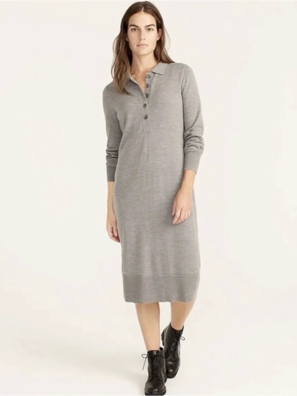 Jcrew Grey Knit Polo Sweater Dress